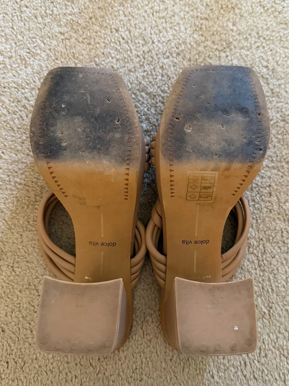 Dolce Vita Tan Knotted Double-Strap Slide Mules